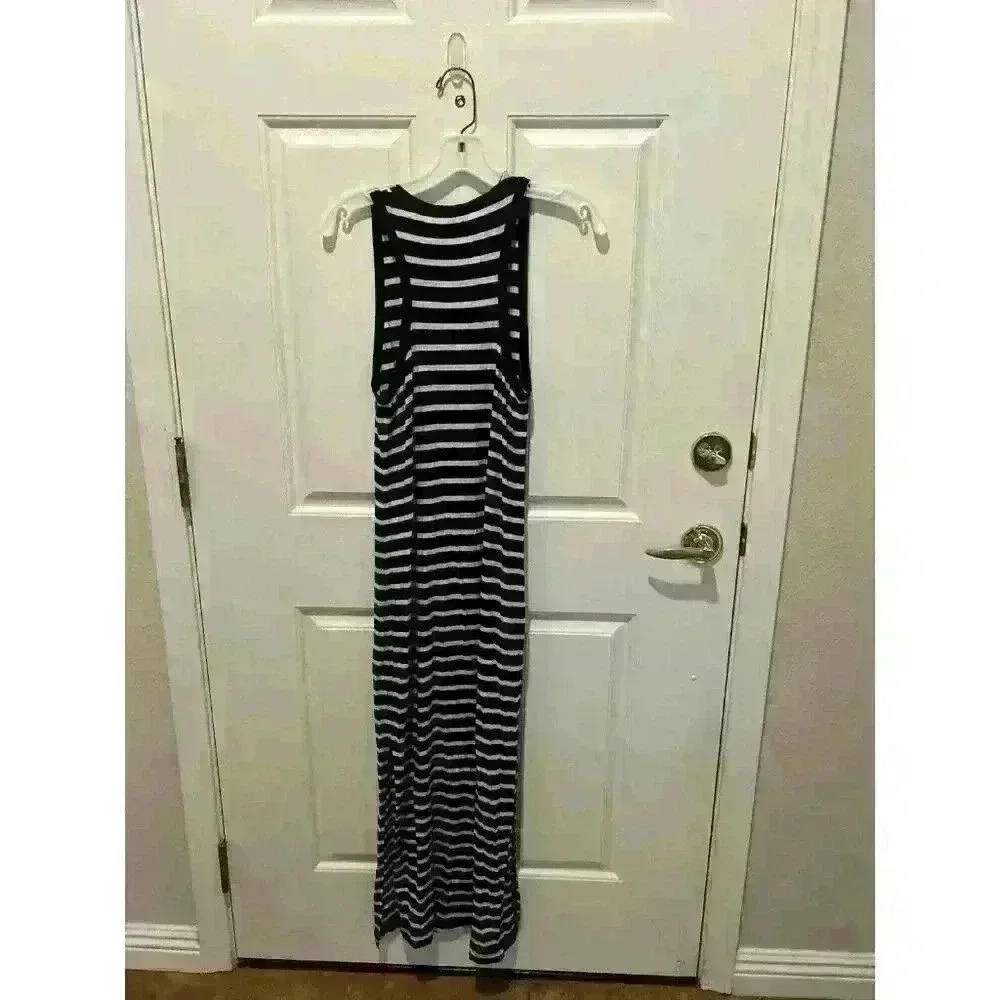 J crew Womens Size XS Black White striped maxi dress casual soft comfy Stretch - Picture 6 of 8